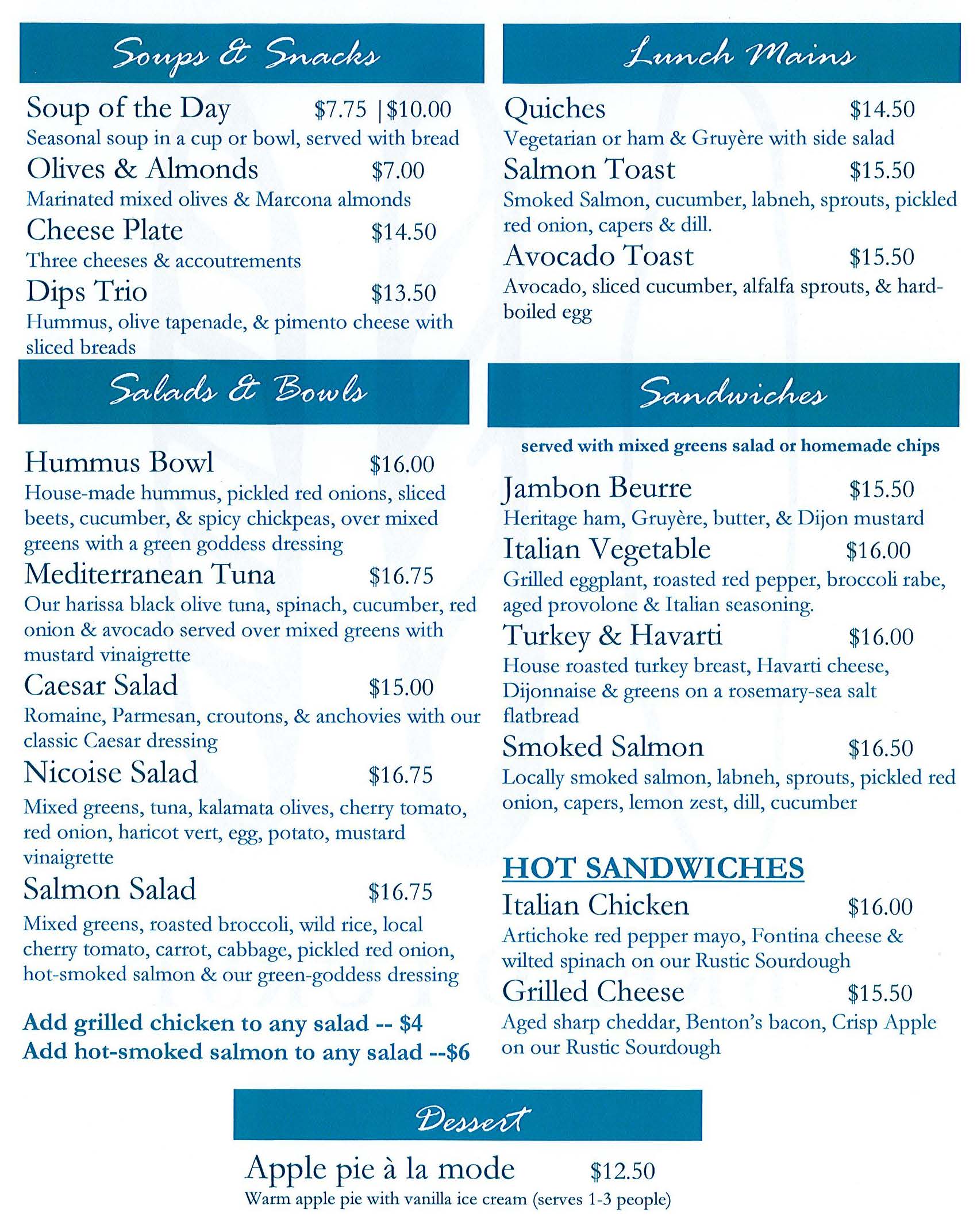 Bread Furst menu